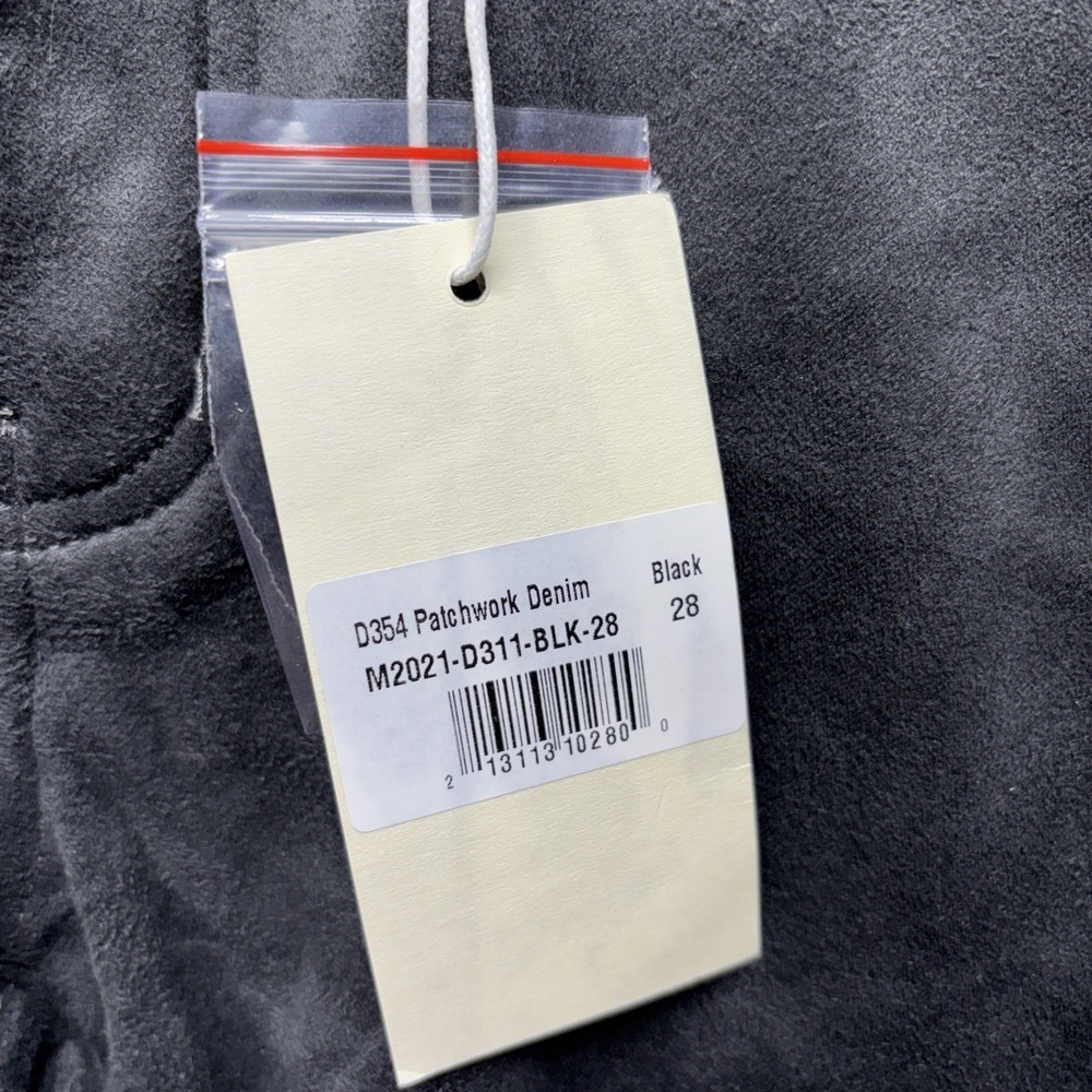 MNML Denim Button Fly Jeans Patchwork Suede Mens 28x34 Colorblock Black Gray NWT - Picture 4 of 16